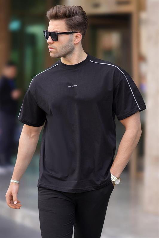 MDX Black Oversized Bicycle Neck T-shirt 7009 - Milan