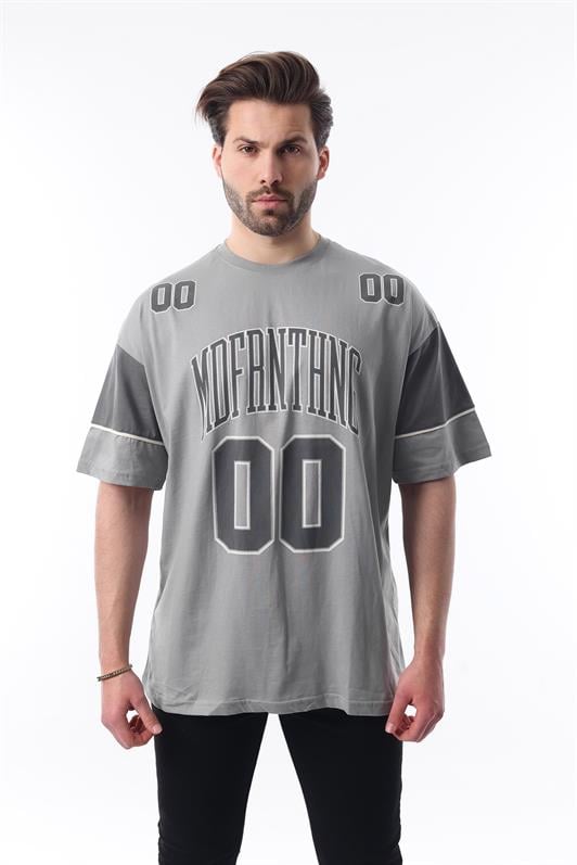 MDX Dyed Gray Printed Cotton Oversize Men's T-shirt 7035 - Torres Vedras