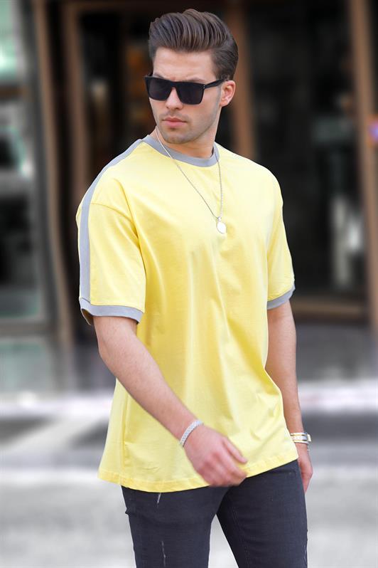 MDX Men's Yellow Oversized T-shirt with Stripe Detail 7023 - Ternopil