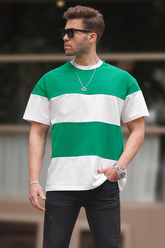 MDX Green Oversized Color Block Bicycle Neck T-shirt 7020 - La Roche-sur-Yon