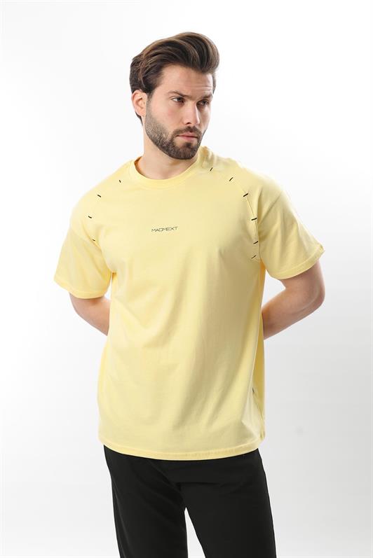 MDX Yellow Printed Embroidered Detail Men's T-shirt E7108 - Accrington