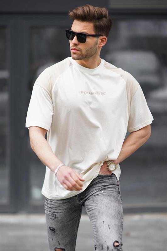 MDX Ecru Bicycle Collar Oversized T-shirt 7002 - Assen