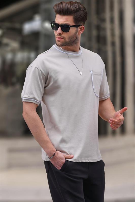 MDX Beige Pocket Detailed Men's T-shirt 6176 - Rotorua