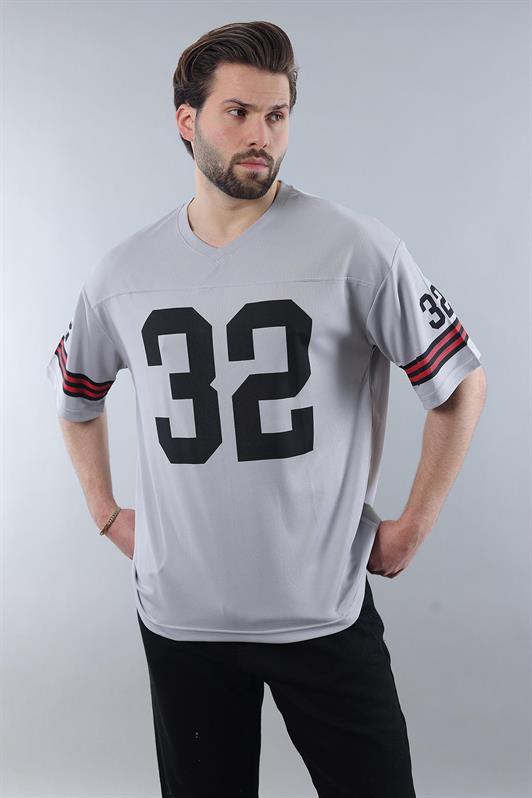 MDX Printed Gray V-Neck Men's T-Shirt E5838 - Ostend