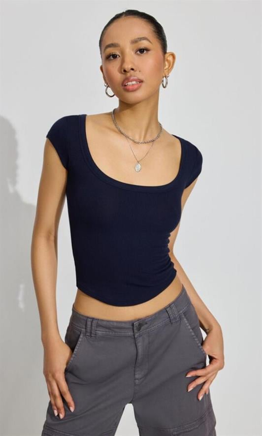 MDX Madmext Navy Wide Neck Women's T-shirt Mg2341 - Landshut