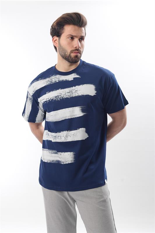 MDX Navy Printed Regular Fit Men's T-shirt E7107 - Cagliari