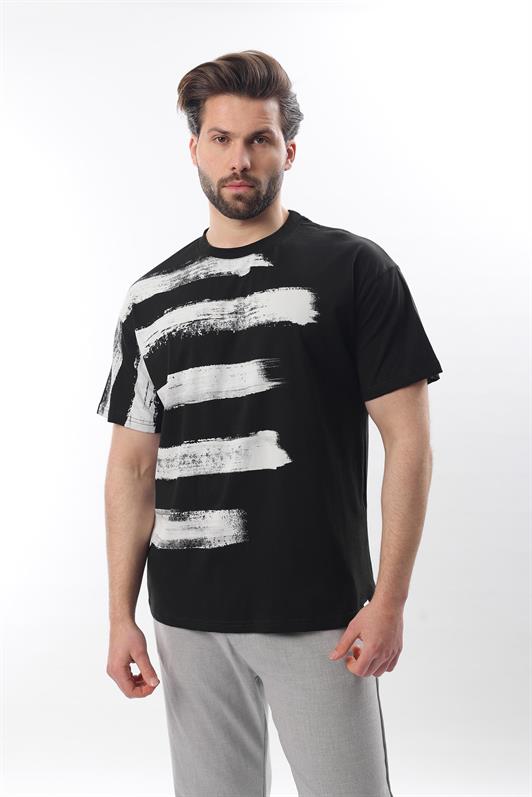 MDX Black Printed Regular Fit Men's T-shirt E7107 - Danbury