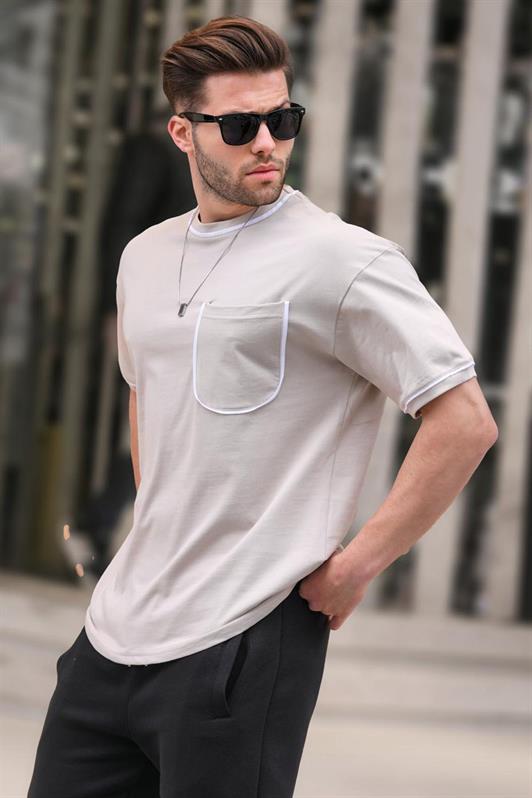 MDX Beige Pocket Detailed Men's T-shirt 6176 - Rotorua