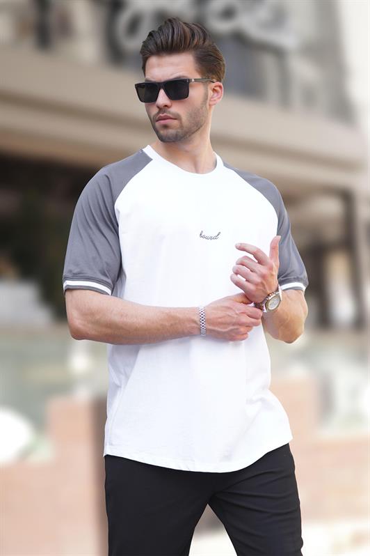 MDX White Bicycle Collar Embroidery Detailed Short Sleeve Men's T-Shirt 7013 - Corato