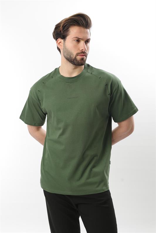 MDX Men's T-shirt with Haki Printed Embroidery Detail E7108 - Los Mochis