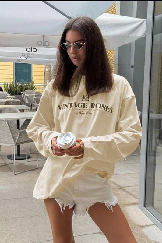 MDX Beige Printed Long Sleeve T-Shirt Mg2451 - Lawrence