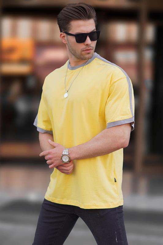 MDX Men's Yellow Oversized T-shirt with Stripe Detail 7023 - Ternopil