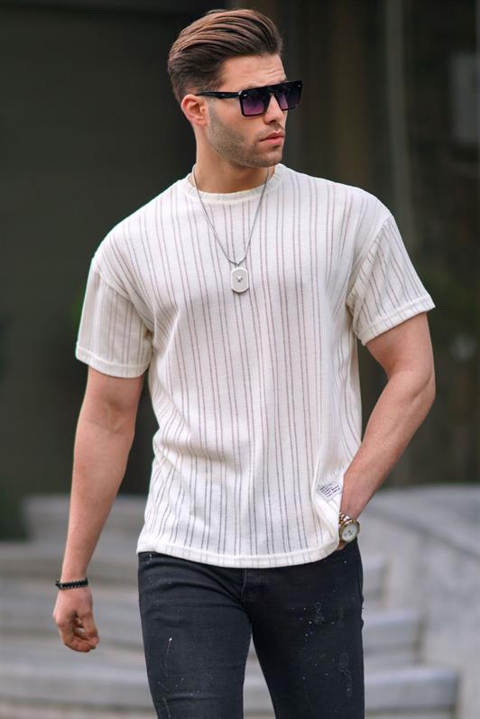 MDX Ecru Oversize Bicycle Neck Men's T-Shirt 6179 - Pomona
