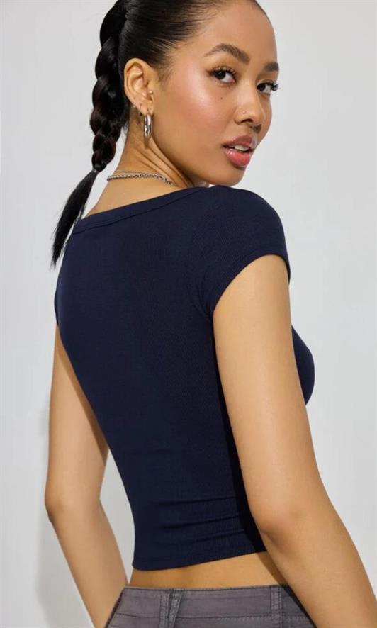 MDX Madmext Navy Wide Neck Women's T-shirt Mg2341 - Landshut