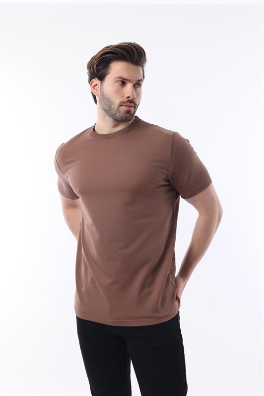 MDX Brown Bicycle Collar Basic Short Sleeve T-Shirt 7042 - Cologno Monzese