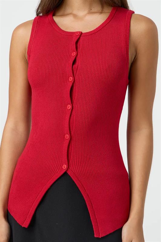 MDX Red Zero Sleeve Buttoned Knit T-shirt MG2102 - San Diego