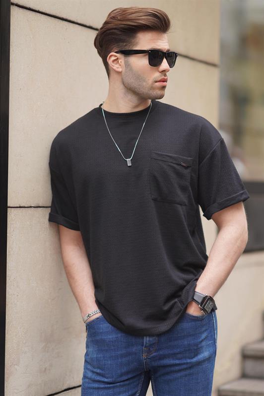 MDX Black Men's Oversized T-shirt with Pocket Detail 6194 - Palaió Fáliro
