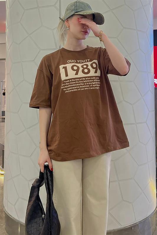 MDX Brown Printed Oversized T-shirt MG1977 - Charlottesville