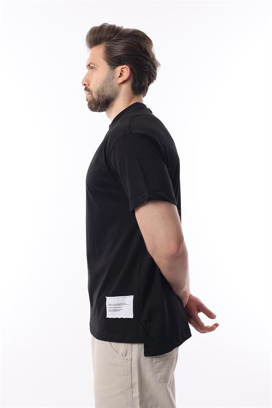 MDX Black Bicycle Collar Cotton Patch Detailed Overfit T-shirt 7019 - Torquay