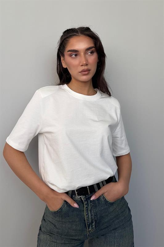 MDX White 100% Cotton Padded Oversized Women's T-shirt Mg2442 - Alphen aan den Rijn