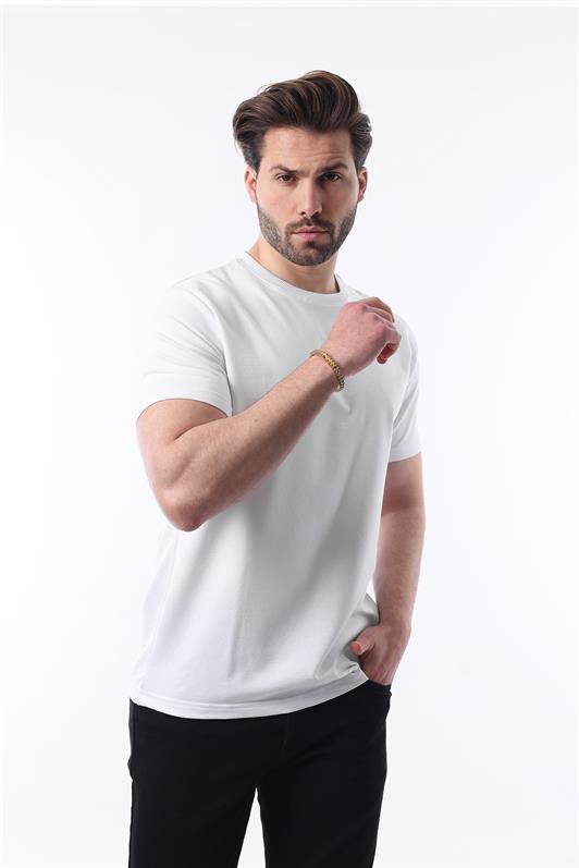 MDX White Bicycle Collar Basic Short Sleeve T-Shirt 7042 - Cinisello Balsamo