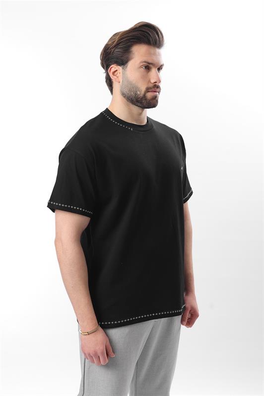 MDX Black Embroidered Detail Men's T-shirt E7112 - Central Islip