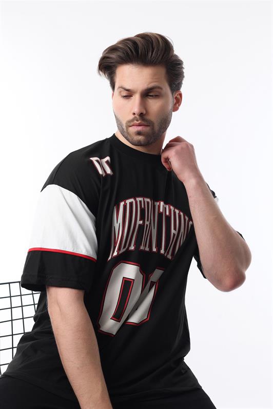 MDX Black Printed Cotton Oversize Men's T-shirt 7035 - Neumarkt
