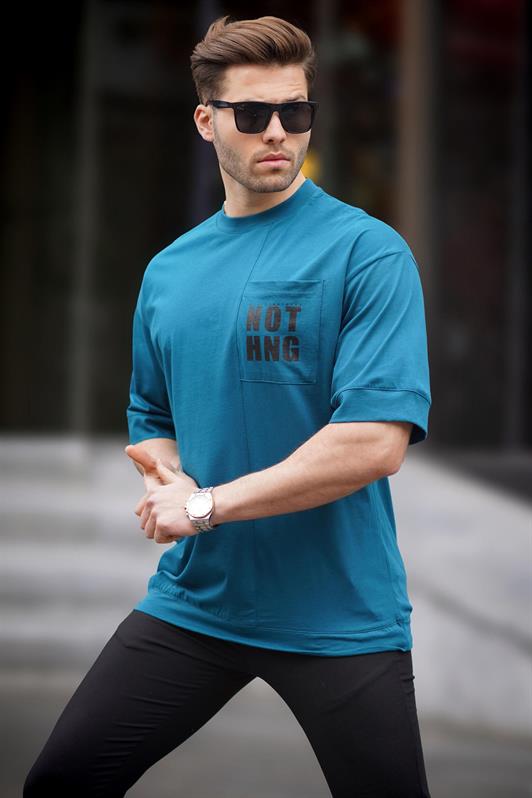 MDX Petrol Blue Pocket Detailed Oversized T-shirt 7008 - Oeiras
