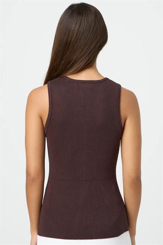 MDX Brown Zero Sleeve Buttoned Knit T-shirt MG2102 - Gilbert
