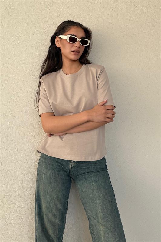 MDX Camel 100% Cotton Padded Oversized Women's T-shirt Mg2442 - Novi