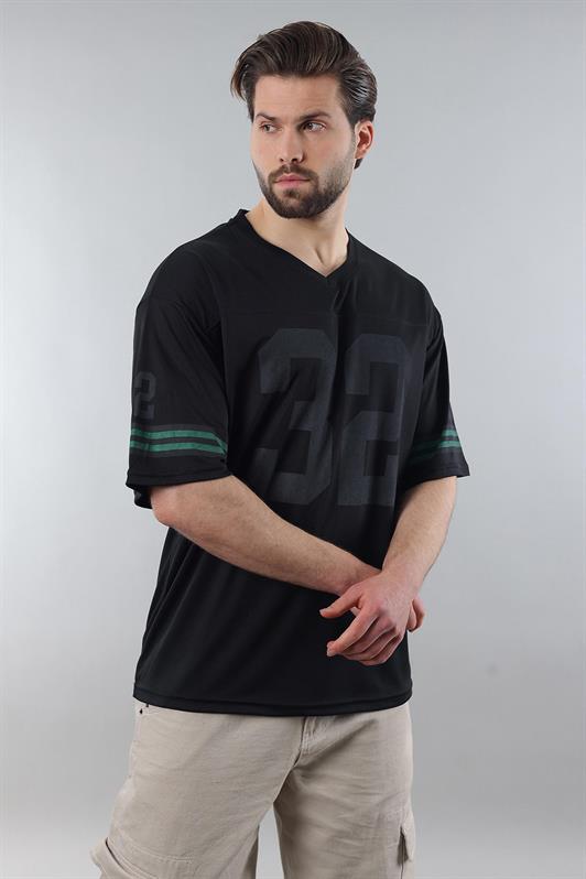 MDX Black Printed V-Neck Men's T-Shirt E5838 - Princeton