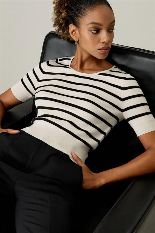 MDX White Bicycle Collar Striped Women's T-shirt Mg2400 - Venlo
