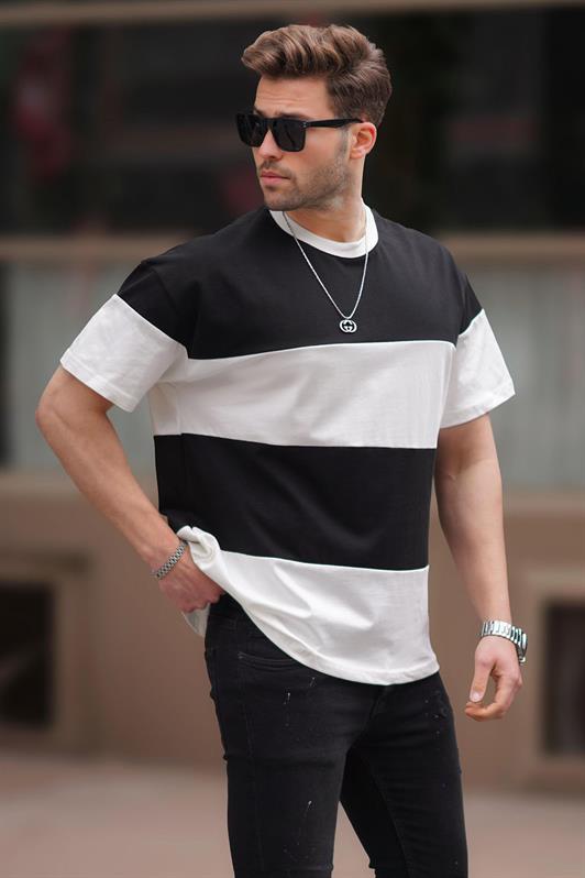 MDX Black Oversize Color Block Bicycle Neck T-shirt 7020 - Frankenthal