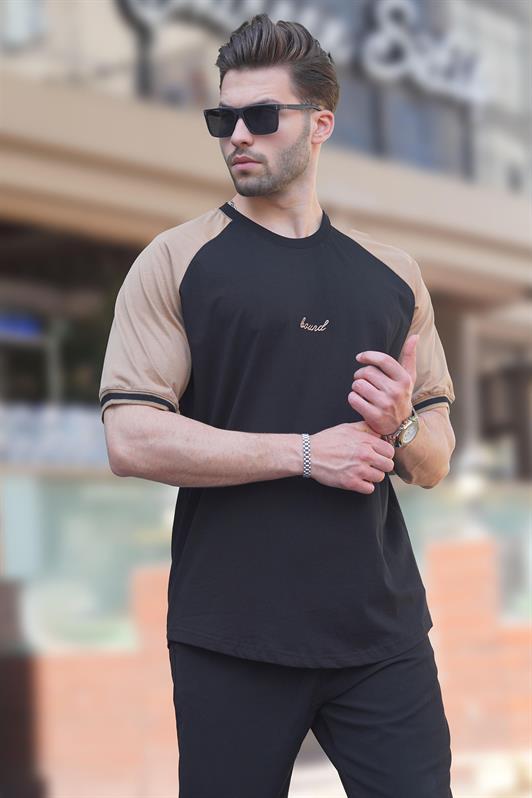 MDX Black Bicycle Collar Embroidery Detailed Short Sleeve Men's T-Shirt 7013 - Zimapan