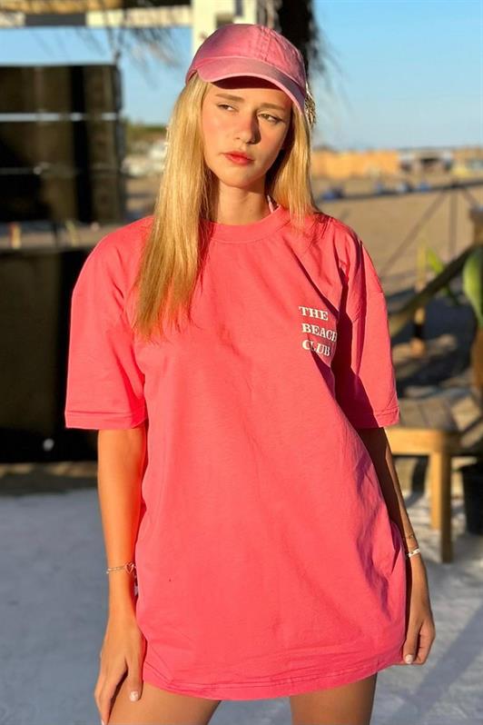 MDX Pink Printed Oversized Round Neck Women's T-Shirt MG1472 - Santa Cruz Xoxocotlán
