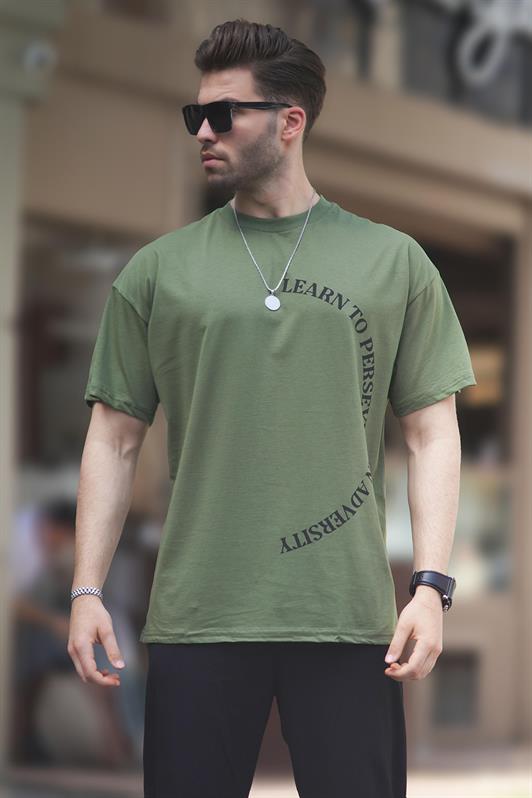 MDX Haki Bicycle Collar Printed Short Sleeve Oversized T-shirt 7040 - Schweinfurt