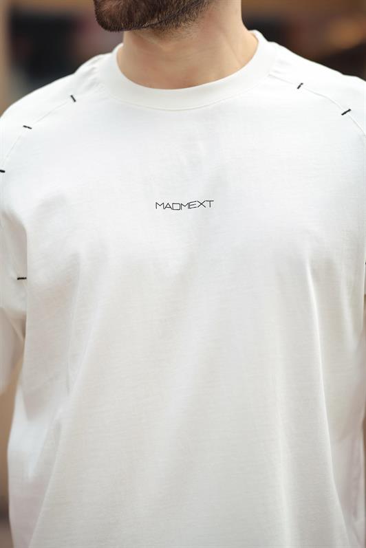 MDX Ecru Printed Embroidered Detail Men's T-shirt E7108 - Nordhausen