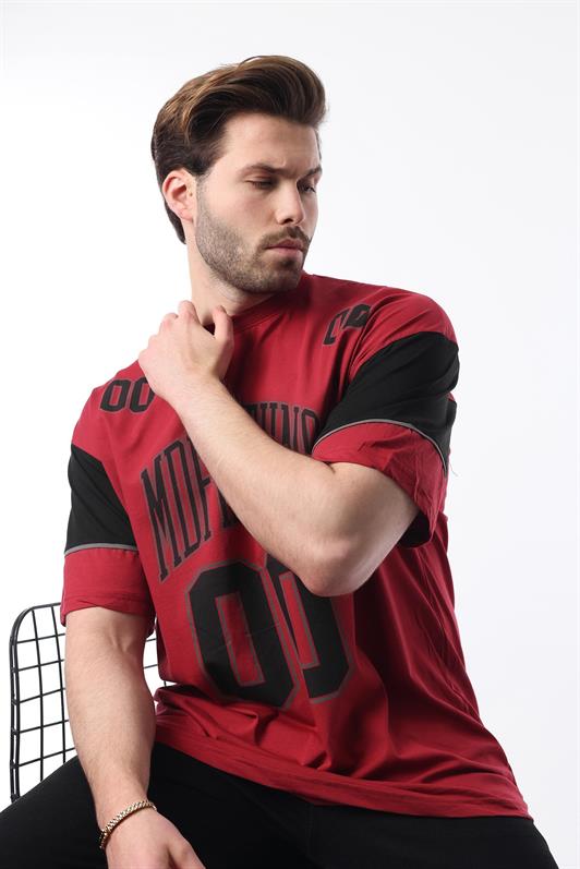 MDX Burgundy Printed Cotton Oversize Men's T-shirt 7035 - Oshkosh