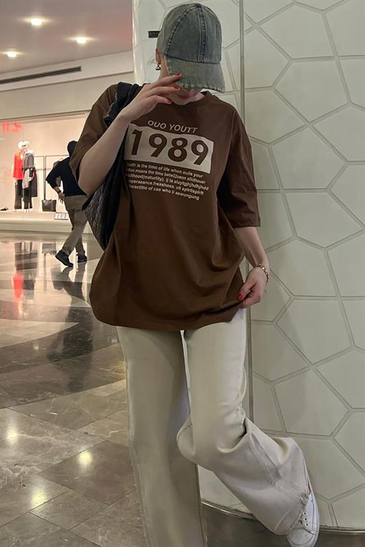 MDX Brown Printed Oversized T-shirt MG1977 - Charlottesville