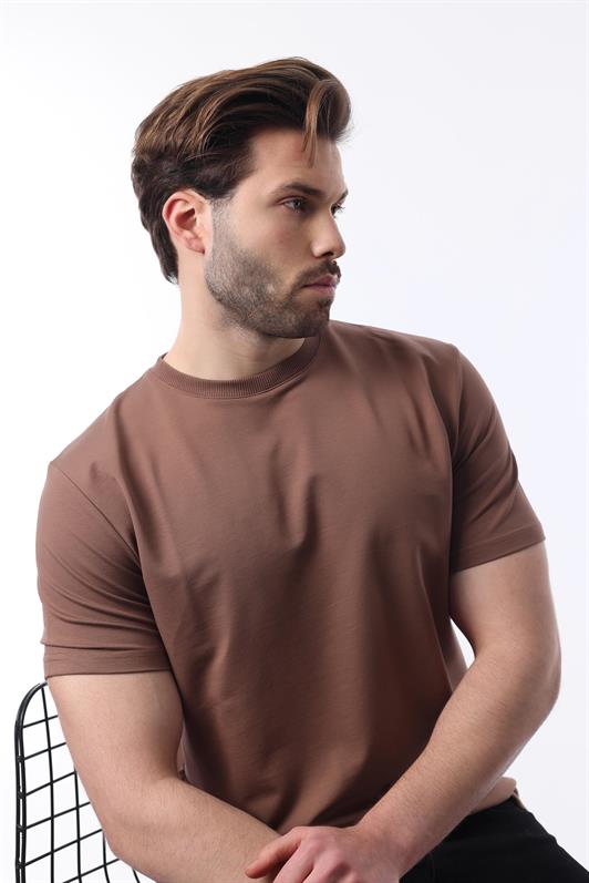MDX Brown Bicycle Collar Basic Short Sleeve T-Shirt 7042 - Cologno Monzese