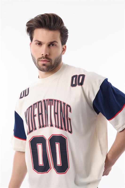 MDX Ecru Printed Cotton Oversized Men's T-shirt 7035 - Hempfield