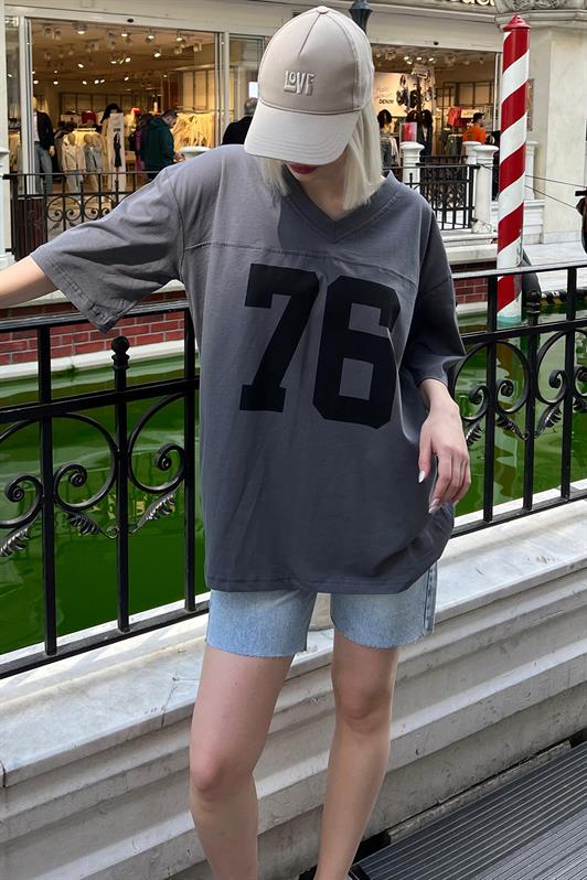 MDX Smoke Printed V Neck Oversized T-shirt MG2037 - Bristol