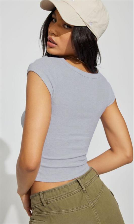 MDX Madmext Gray Wide Neck Women's T-shirt Mg2341 - Kingston