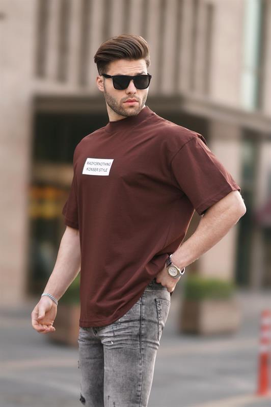 MDX Brown Fake Turtle Neck Oversized Men's T-shirt 7005 - Wolfenbüttel