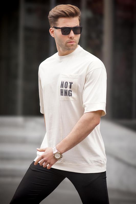 MDX Ecru Pocket Detailed Oversized T-shirt 7008 - Oviedo