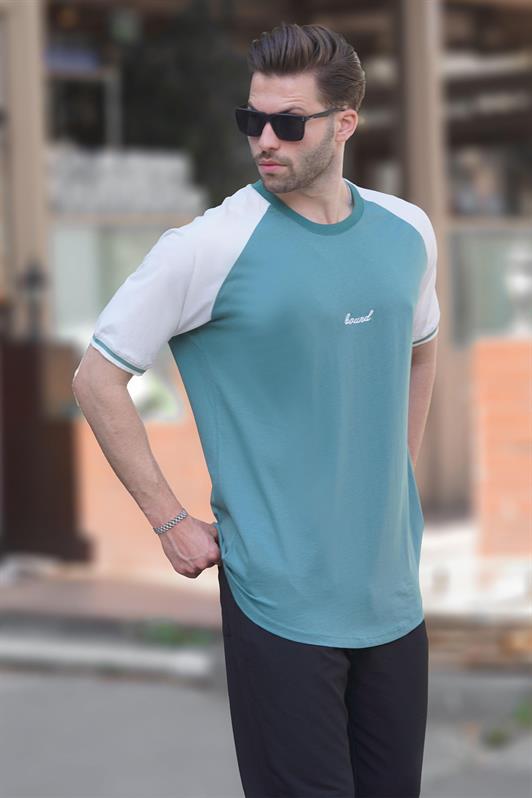MDX Green Bicycle Collar Embroidery Detailed Short Sleeve Men's T-Shirt 7013 - Encarnación de Díaz