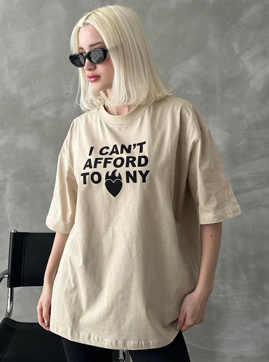 MDX Beige Printed Bicycle Collar Women's T-Shirt MG1653 - Palm Desert