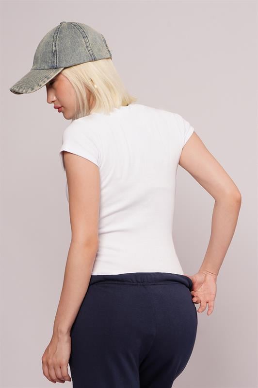 MDX White Bicycle Collar Basic Women's T-shirt Mg2479 - Goodyear