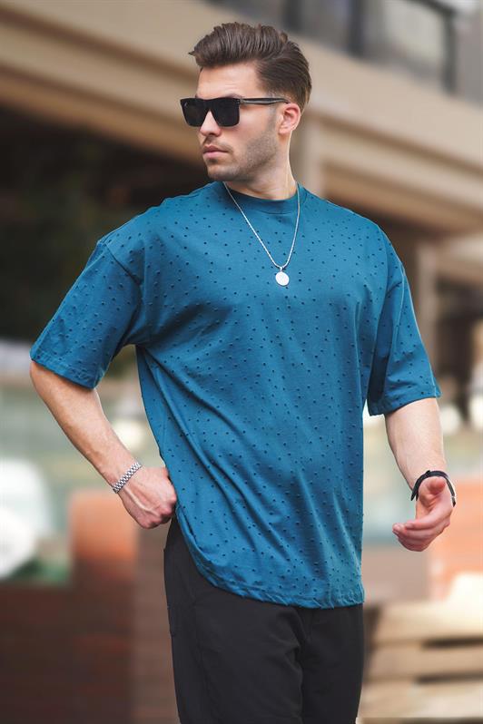 MDX Petrol Blue Oversize Distressed Detail Cotton T-shirt 7032 - Allen
