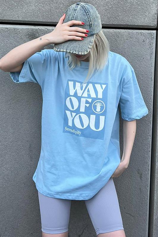 MDX Blue Printed Bicycle Collar Overfit T-shirt MG1999 - Douglasville